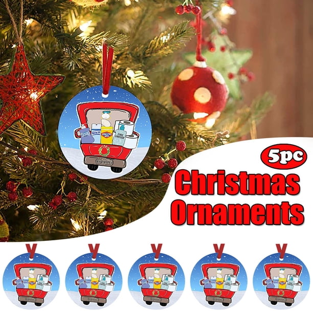 Xihbxyly Adorno para Árbol de Navidad 2020, Diseño Único de Adorno de Máscara, Recuerdo Festivo, Idea de Regalo Divertida para Familiares y Amigos, Decoración Festiva para El Hogar, Juego de 5, 7 X 7