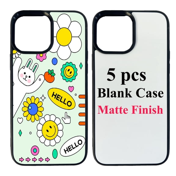 LAMICS 5 Sets Sublimation Blanks Phone Case Bulk Covers Compatible With iPhone 13 Pro, 6.1-Inch,Easy to Sublimate DIY Customized 2 in 1 2D Anti-slip Case Soft Rubber Cover Inserts Matte Wholesale Pack
