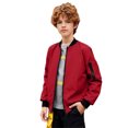 thumbnail image 4 of Boys Casual Lightweight Bomber Jackets Zipper Up Windproof Coat for Fall Winter Spring Outdoor Wearing (Red), 4 of 9