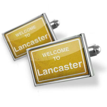 Lancaster Cufflinks - Cufflinks Yellow Road Sign Welcome To Lancaster - NEONBLOND