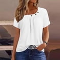 thumbnail image 2 of Womens Summer Tops Short Sleeve Asymmetrical Neck T Shirts with Buttons White XXXL, 2 of 5