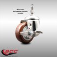 thumbnail image 2 of 3 Inch 316SS Maroon Polyurethane Swivel ½ Inch Threaded Stem Caster with Brake, 2 of 2