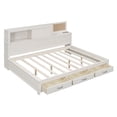 thumbnail image 4 of Solid Wood Bed Frame with 3 Storage Drawers, Upper Soft Board, Shelf, and a Set of Sockets and USB Ports, Platform Bed Frame, Bedframe, Wood Daybed, Wood Foundation(White, Full), 4 of 9