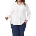 thumbnail image 2 of DARING DIVA Women's Plus Work Office Button Down Shirt Ruffle Stand Collar 2X White, 2 of 7