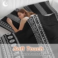 thumbnail image 4 of 3 Piece Black Boho Duvet Cover Set Full Size,Microfiber Comforter/Quilt Cover with Corner Ties and 2 Pillowcases,Vintage Abstract Striped Geometric Motifs All Season Soft Bedding with Zipper Closure, 4 of 8