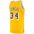 thumbnail image 3 of Men's Mitchell & Ness Shaquille O'Neal Gold Los Angeles Lakers 1996/97 Hardwood Classics Authentic Jersey, 3 of 3