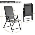 thumbnail image 2 of VibrantEcho Patio Folding Dining Chairs Set of 2, Stackable Outdoor Chairs with 8 Adjustable Back Positions and Armrest for Garden, Lawn, Yard and Beach, Dark Gray, 2 of 18