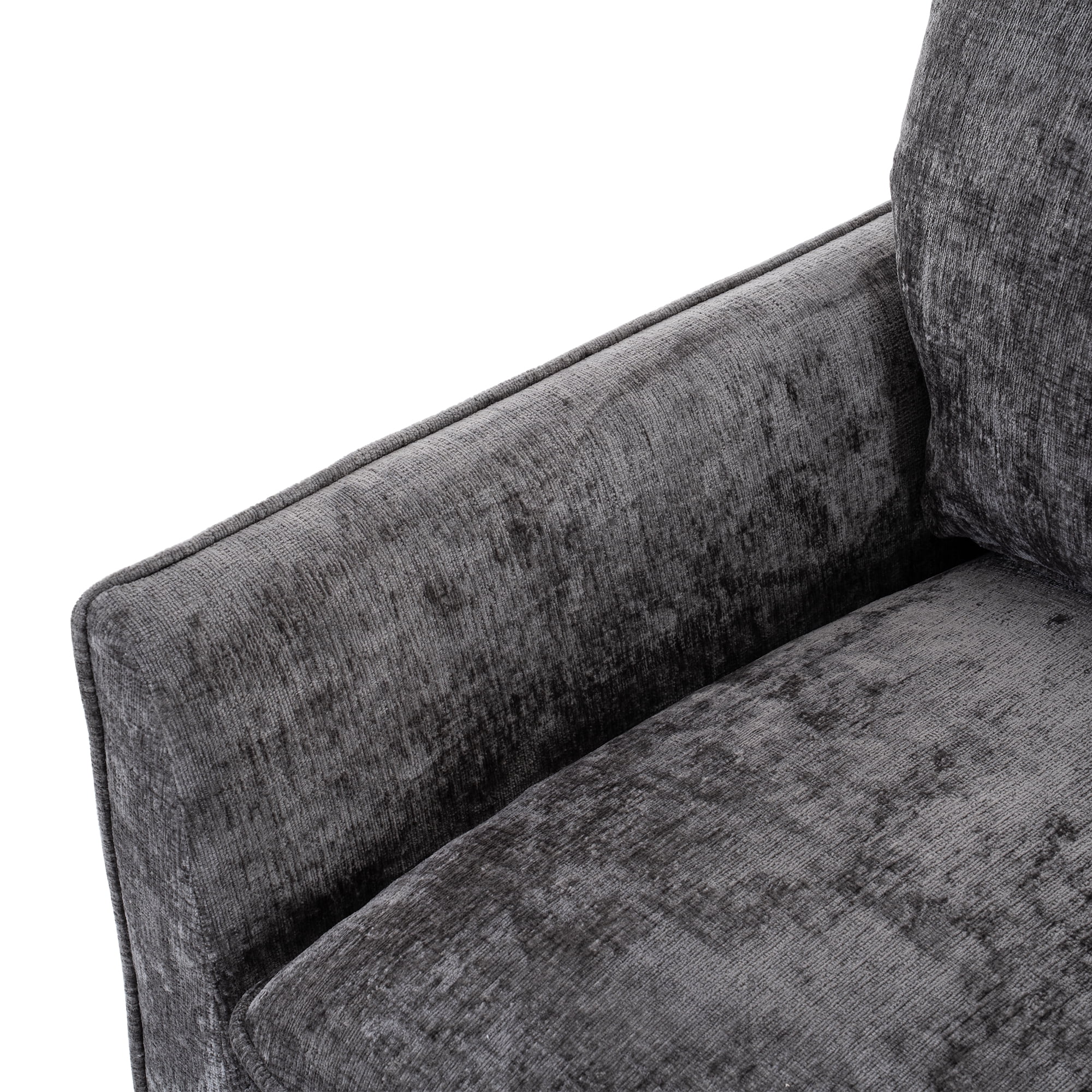 GARITIN 360° Swivel Accent Chair, Comfy Single Square Sofa Armchair, Upholstered Club Chair for Living Room Bedroom Reading Room, Chenille Fabric, Grey