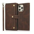 thumbnail image 3 of Feishell Crossbody Wallet Case for iPhone 14 Pro 6.1 inch,for Women Men,Retro PU Leather Magnetic Button Flip Stand Credit Card Holder Phone Case with Adjustable Shoulder Strap,Brown, 3 of 16