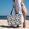 thumbnail image 6 of Xecao Black White Halloween for versatile beach bag for women includes zipper pockets and waterproof material, ideal for vacations and adventures., 6 of 7