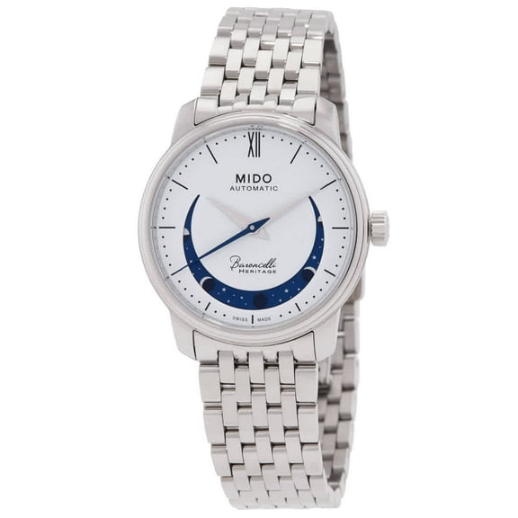 Mido Baroncelli Smiling Moon Automatic White Dial Ladies Watch M0272071101001
