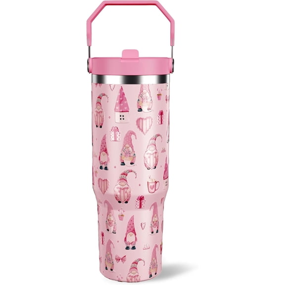 30 oz Valentine Tumbler with Lid and Straw, Pink Hearts Tumbler Insulated Coffee Travel Mug Cup Water Bottle Cute Valentine''s Day Gifts for Women Girls Couples Wife Girlfriend