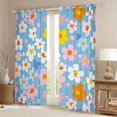 thumbnail image 2 of Feelyou Rustic Farmhouse Blossoms Curtains Pack of 2 (42x84 Each), Cartoon Floral Flower Curtains Blackout, Watercolor Blue Bedroom Curtains, Living Room Curtains Decor, 2 of 6