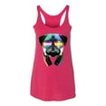 thumbnail image 2 of Wild Bobby, Colorful Pug DJ, Pop Culture, Women Tri-Blend Racerback Tank Top, Shocking Pink, Large, 2 of 4