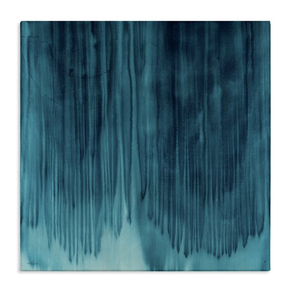 Stupell Industries Modern Tranquil Cool Blue Paint Drip Dark Abstraction Canvas Art, 24 x 24, by Jeff Iorillo
