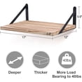 thumbnail image 3 of Floating Shelves for Wall, 12 Inch Deep Floating Shelves Set of 2, 16W x 12D Rustic Farmhouse Shelves Wide Display Ledges for Living Room Kitchen Bathroom Bedroom - Carbonized Black, 3 of 13