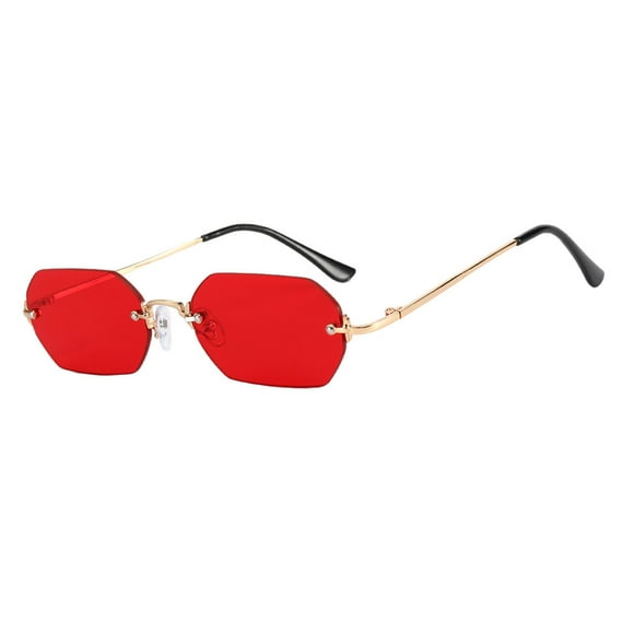 Gafas de sol rectangulares de moda Minnieouse visión clara protección lentes Película roja dorada