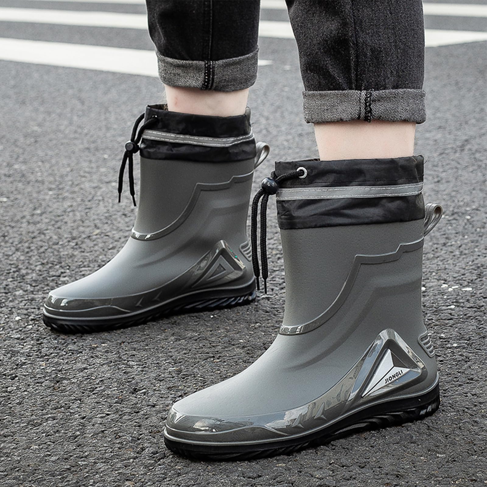 AUXDIQ Men Rain Boots Outdoor Garden Boots Waterproof Ankle Rain Shoes