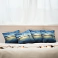 thumbnail image 4 of Ambesonne Blue Throw Pillow Cover 4 Pack, Dusk over Tropical Lagoon, 24", Dark Blue, 4 of 5