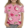 thumbnail image 2 of FamilyThread Toddler Girls Boys Fashionable Short Sleeve T-Shirt Fruit Graphic Print Tunic Tops Crewneck Casual Summer Shirt For 3-13Y, 2 of 7