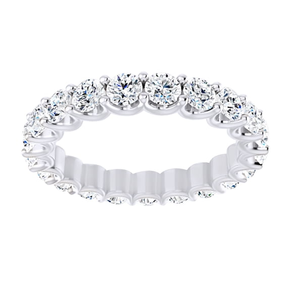 AFFY Round Cut Simulated White Moissanite Full Eternity Band Ring In 14K Solid White Gold , Size-9
