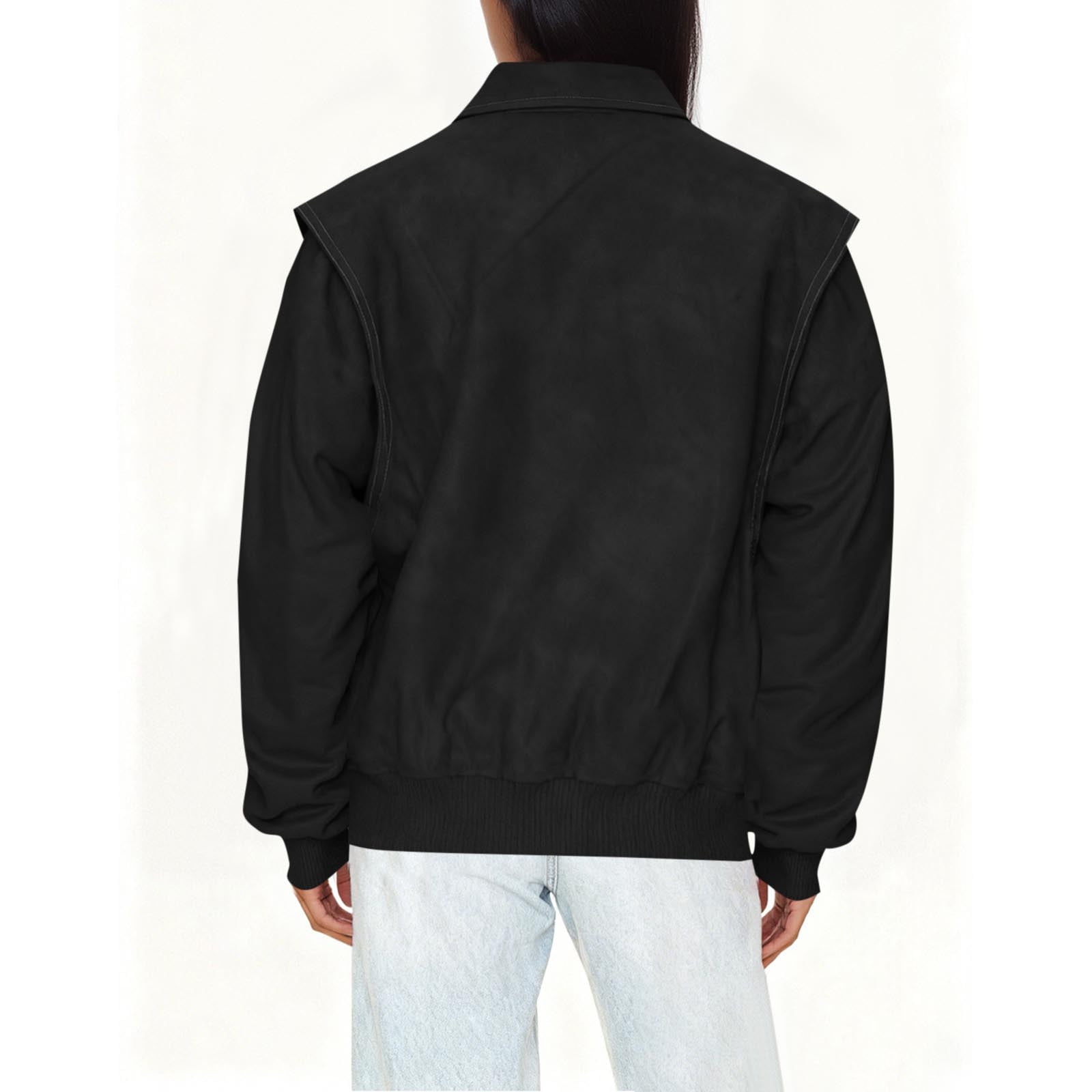 IROINNID Women's Faux Leather Jacket Long Sleeve Front Zip Pocket Biker Moto Jacket