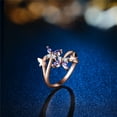 thumbnail image 5 of Rings for Men Women Ladies Fashion Butterfly Diamond Fashion Creative Open Womens Ring Jewelry Rose Gold, 5 of 5