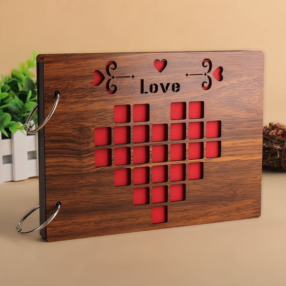 RENACLIPY Stylish Light Brown Wooden Scrapbook Album for Wedding and Memory Photos
