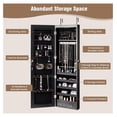 thumbnail image 6 of Jewelry Armoire, Mirrored Wall/Door Cabinet - Lockable Jewelry Storage Organizer with LED Lights & 2 Drawers - Full Length Mirror - for Women Girls (Black), 6 of 7