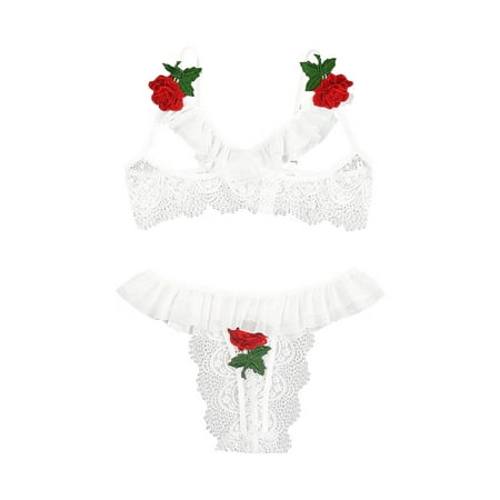 

Sehao Plus Size Underwear Ladies Sexy Temptation Sexy Pajamas Exquisite Embroidery Lace Cute Pajamas Set Polyester Night Dress for Women Sleepwear