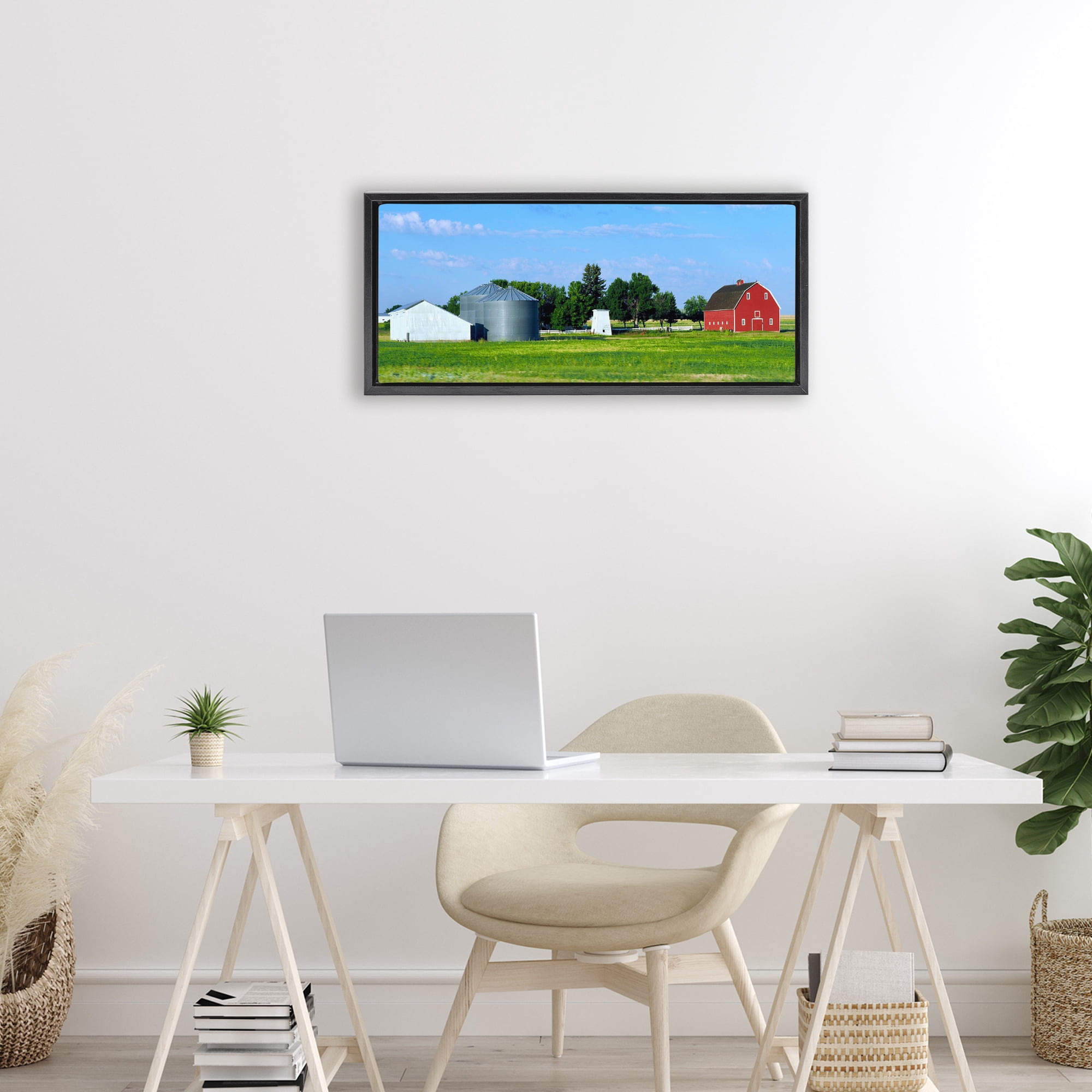 Stupell Industries Barn with Silo Black Framed Floater Canvas Wall Art, design by Gail Peck