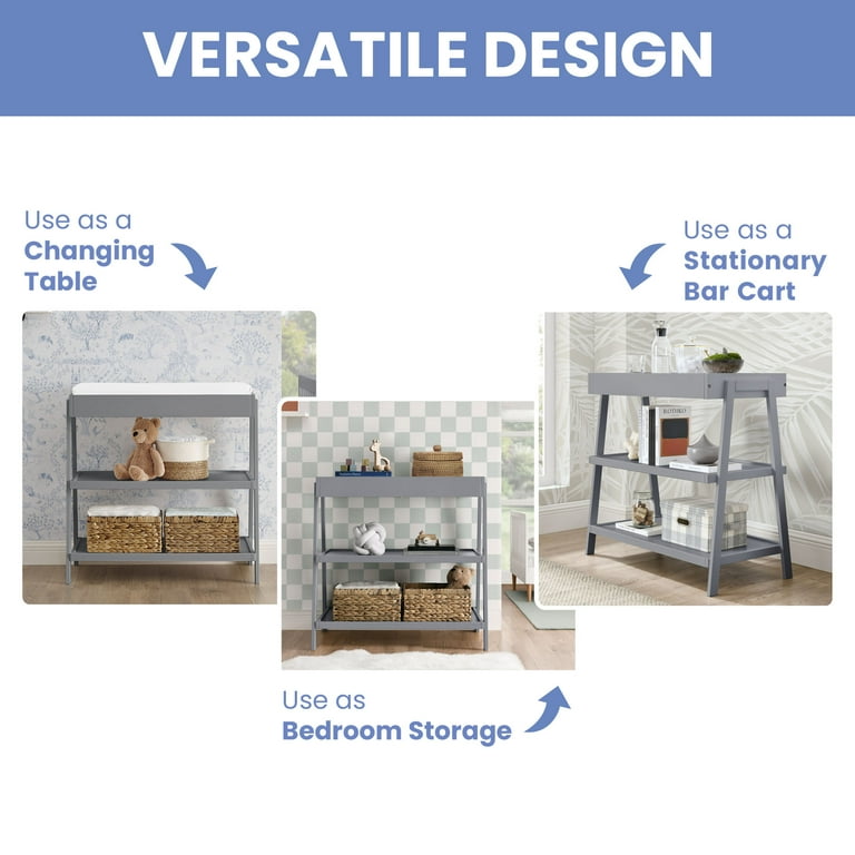 Delta Children Scout Changing Table Greenguard Gold Certified Grey Walmart