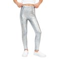 thumbnail image 2 of Lullu Girls Shiny Metallic Leggings High Waisted Dance Stage Performance Pants, Size 3-10, 2 of 4