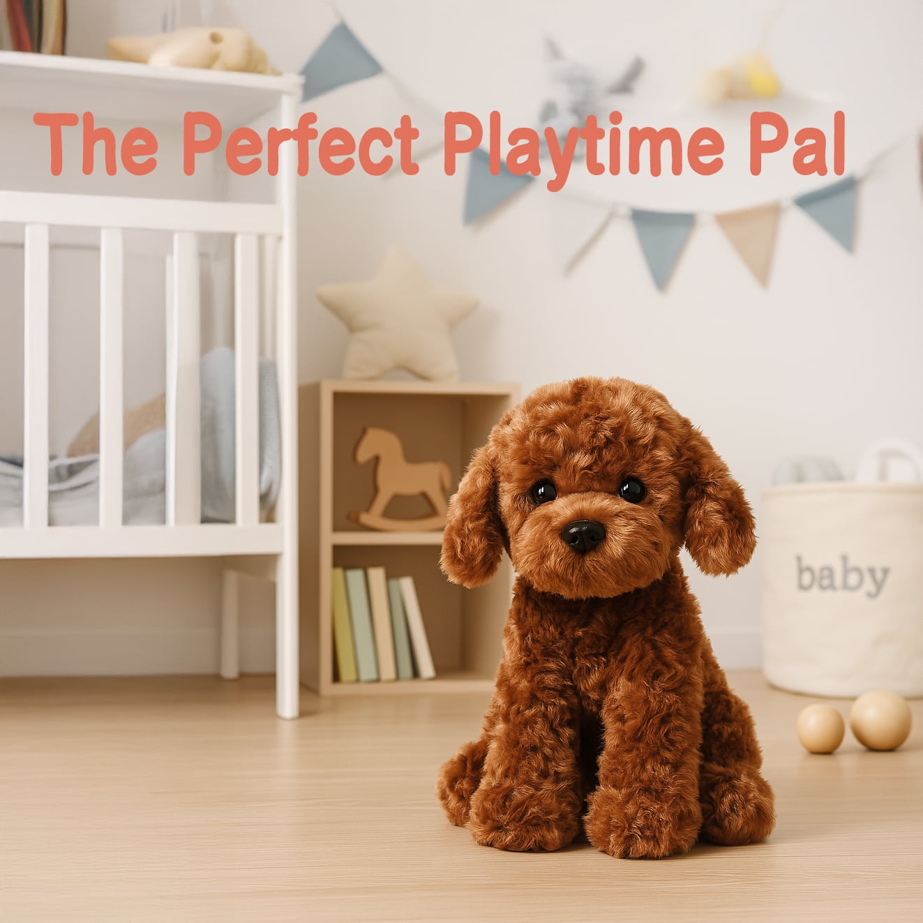 WEIGEDU Adorable Fluffy Red Standard Poodle Stuffed Animals, Labradoodle Dog Puppy Plush Animal Toys, 12.6 inches, Brown