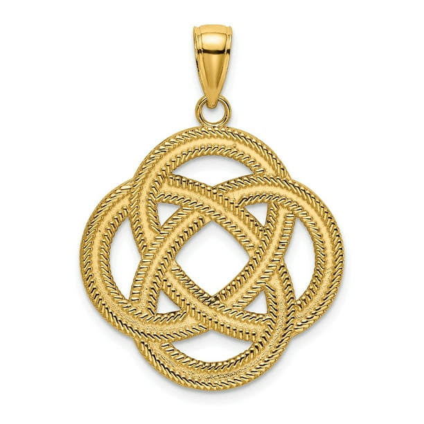 AA Jewels Solid 14k Yellow Gold LRG Celtic Knot Irish Claddagh