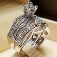 thumbnail image 2 of APIPEE 2pcs His and Hers Wedding Ring Sets Couples Engagement Rings Women and Men 925 Sterling Silver AAA Cubic Zirconia Eight Hearts Eight Arrows Banquet Party Ring, 2 of 10