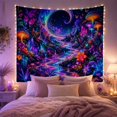 thumbnail image 2 of Crescent Moon Over Glowing Mushroom River Forest, Mystical Psychedelic for Mushroom Lovers, Forest Wall Art, Housewarming Gift, Tapestry Wall Hanging for Bedroom and Dorm, 2 of 7