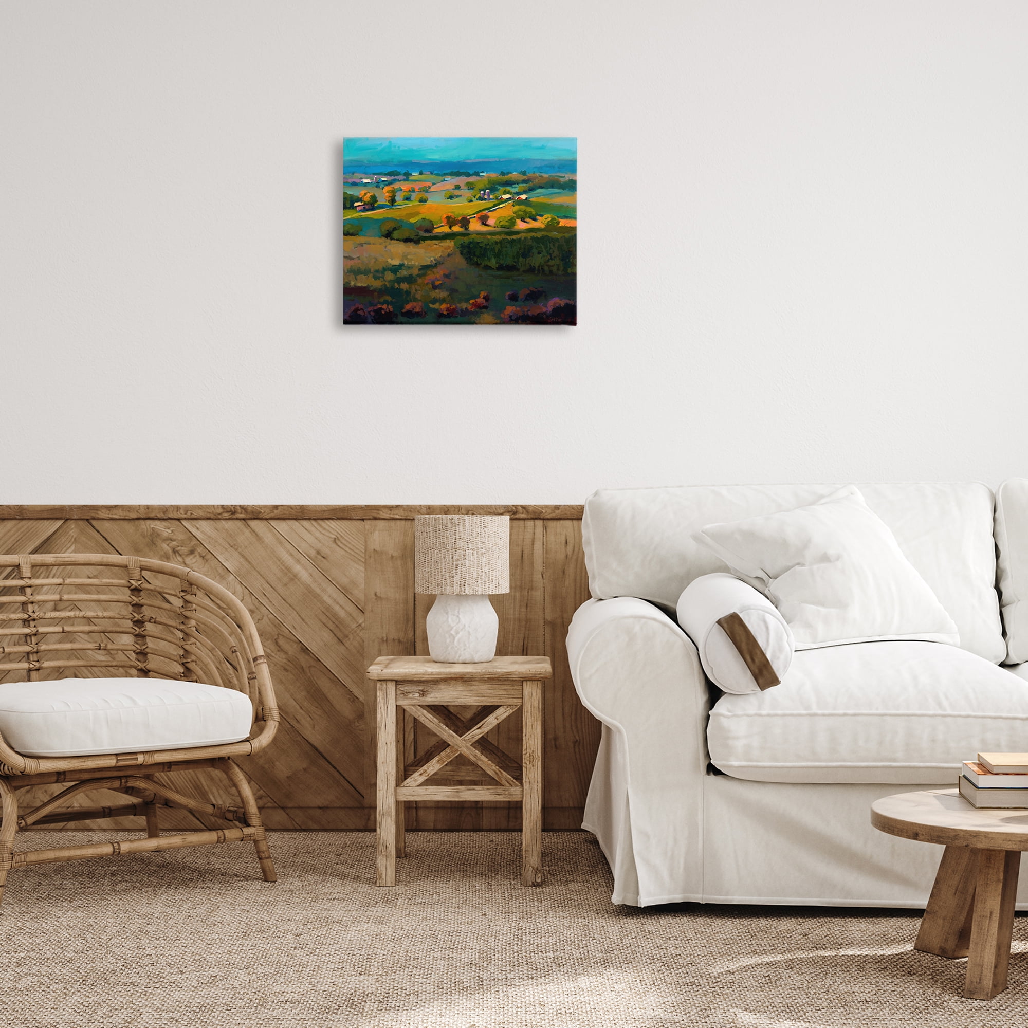 Stupell Industries Countryside Farms Landscape Landscape & Nature Painting Wrapped Canvas Art Print Wall Art, 20 x 16
