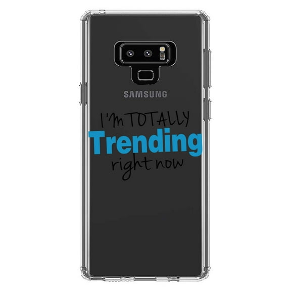 DistinctInk Clear Shockproof Hybrid Case for Samsung Galaxy Note 9 - TPU Bumper Acrylic Back Tempered Glass Screen Protector - I'm Totally Trending Right Now