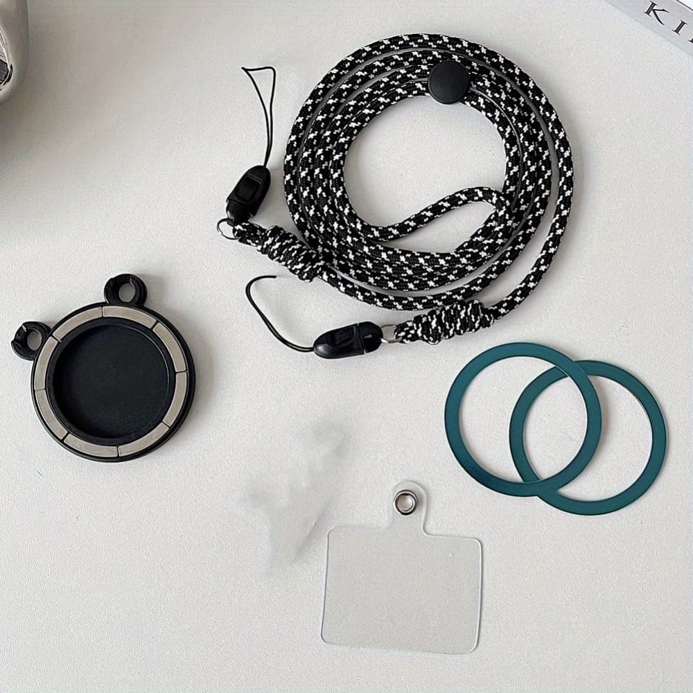 Magnetic Phone Lanyard with Adjustable Nylon Neck Strap and Iron Sheets Secure Clip for Smartphones Hands Free Phone Holder Adjustable Strap Flexible Wear Strong Magnetic Attachment