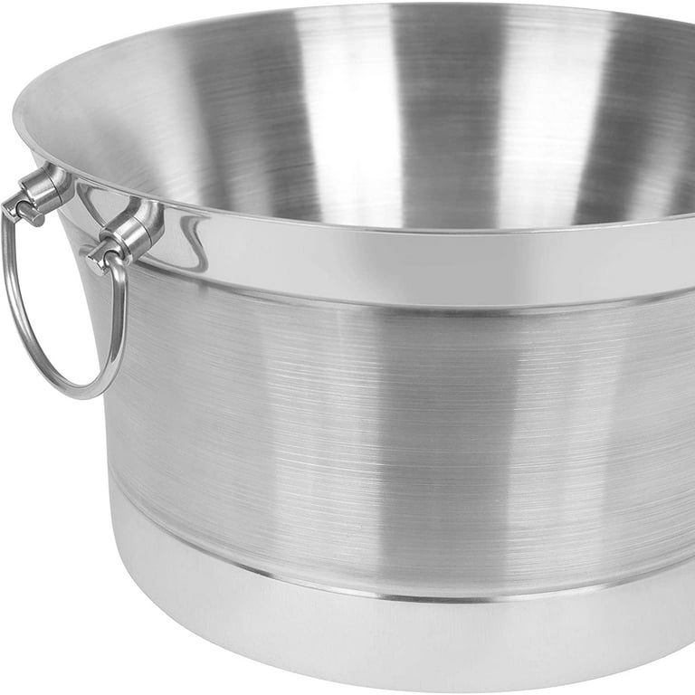 Sol Living Beverage Tub Large Drink Bucket with Handles Stainless Steel Bottle Cooler Ice Bucket for Hosting Parties - 8 Gallon Capacity, Silver