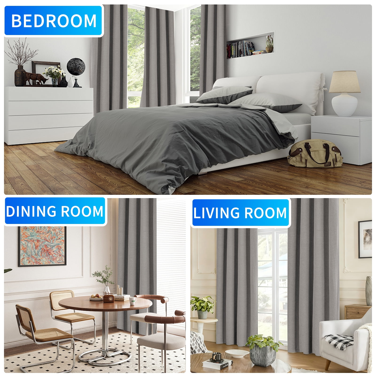 JIATER Blackout Curtains,Blackout Curtains Set of 2 for Bedroom Living Room 42 x 84 in,Thermal Insulated Room Darkening Drapes with Grommet,Charcoal