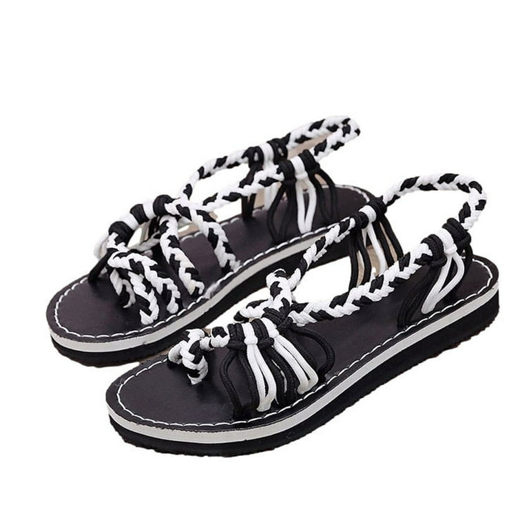 KBODIU Summer Flat Sandals Women Mothers Day Gifts Beach Summer Flip Flops Heel Bohemian Roman Sandals Casual Shoes White Size 40 Walmart