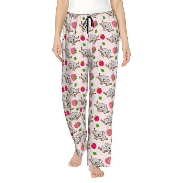 Fotbe Cartoon Koala Bear Pantalones de Pijama para Mujer, Pantalones de Dormir, Pantalones Pj con Cordón y Bolsillos-XX-Large