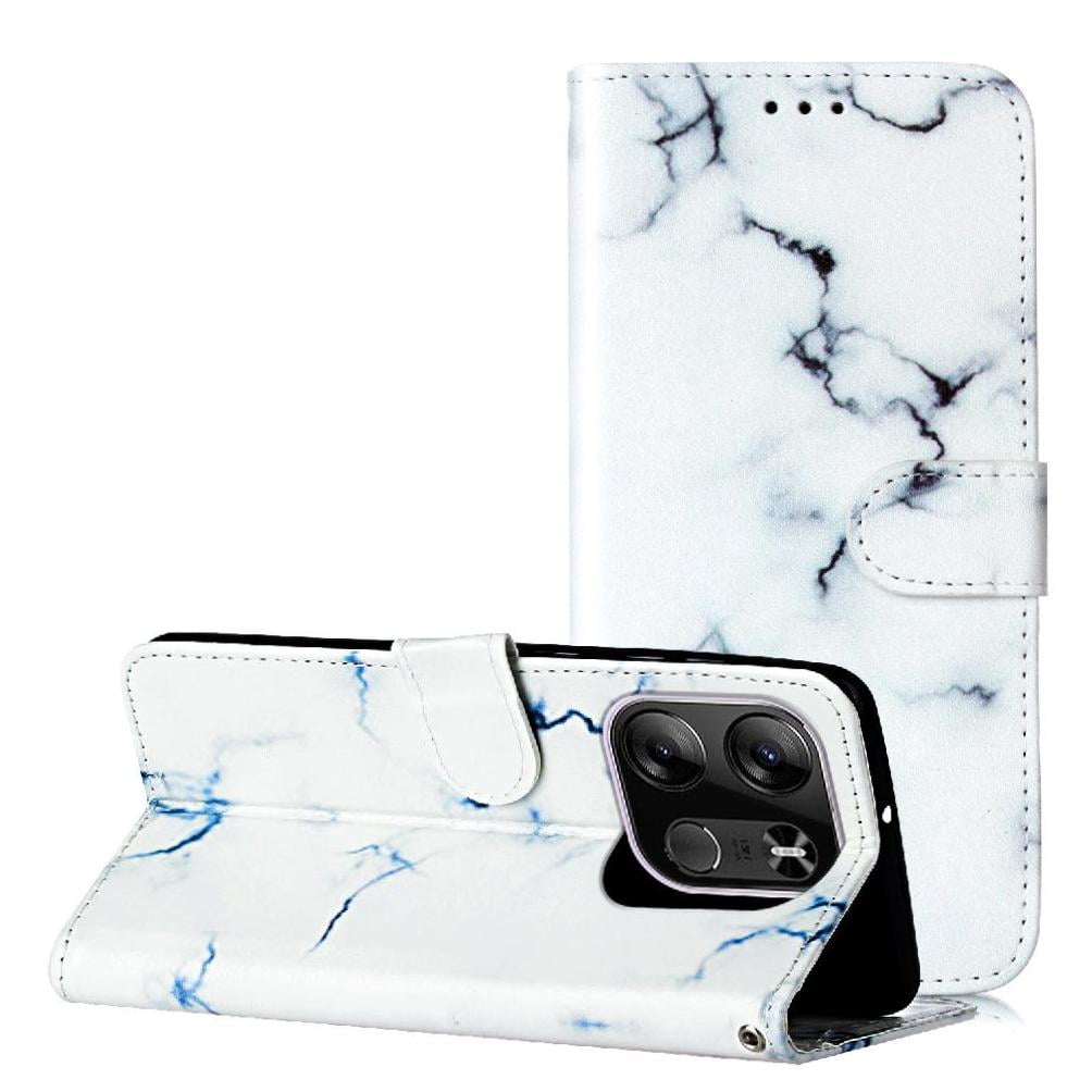 Flip Case for Tecno Spark Go 2023 Magnetic Pu Leather Wallet Marble Pattern Card Slots Holder Full Protection