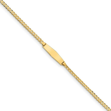 Roy Rose Jewelry 14K Yellow Gold Baby Soft Diamond Shape ID Curb Bracelet ~ length: 6 inches