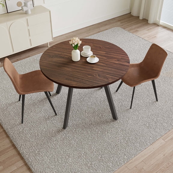 34.6" Round Dining Table Set, Mid Century Modern Round Dining Table for 2 Person, with Steel Legs, Coffee Table for Kitchen Dining Room, Office, Save Space