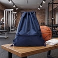 thumbnail image 3 of Drawstring Backpack, Waterproof Sport Gym Bag, Front Zipper Pocket Drawstring Sack For Basketball Workout Beach Travel, 3 of 5