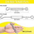 thumbnail image 2 of Tensor Lsqurel 10PCS Gancho y ojo de tensor de acero inoxidable 304 Heavy Duty M4 M6 M8 M10 Tensor Hardware de vela de sombra ajustable para apretar alambre de cable de metal 5/32 1/4 5/16 3/8, 2 of 5