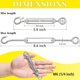 thumbnail image 2 of Tensor Lsqurel 10PCS Gancho y ojo de tensor de acero inoxidable 304 Heavy Duty M4 M6 M8 M10 Tensor Hardware de vela de sombra ajustable para apretar alambre de cable de metal 5/32 1/4 5/16 3/8, 2 of 5